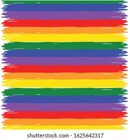 LGBT rainbow colored flag made with brush strokes, paintbrush, background, pride symbol, colorful vector