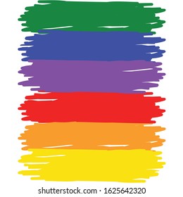 LGBT rainbow colored flag made with brush strokes, paintbrush, background, pride symbol, colorful vector