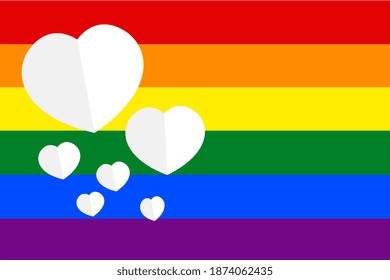 LGBT rainbow colorful hearts on flag, pride month celebrate annual in June social is a symbol of lesbian, gay, bisexual, transgender, human rights, tolerancehnd and peace. Illustrator vector
