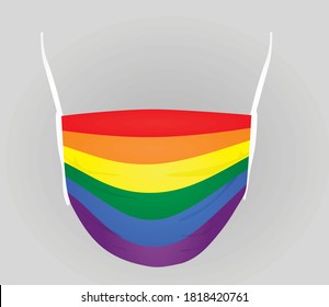 LGBT rainbow colors face mask. vector