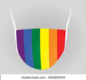 LGBT rainbow colors face mask. vector