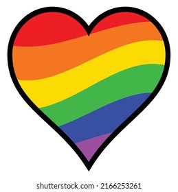 The LGBT rainbow colors set into an isolated cartoon heart