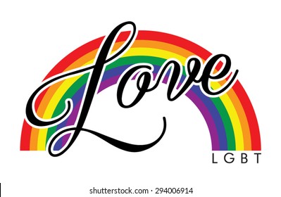 LGBT ,rainbow with colors of lgbt and with slogan in vector