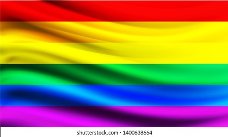 LGBT rainbow flag background. Waving pride sign backdrop. Bisexual gay lesbian transsexual symbol. Love orientation lifestyle illustration 