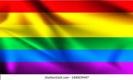 LGBT rainbow flag background. Waving pride sign backdrop. LGBTI flag. Bisexual gay lesbian transsexual symbol. Love orientation lifestyle illustration 
