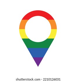 LGBT Rainbow Flag Colors Location Pin, Map Pin Icon, LGBT-friendly Place, Vector Illustration