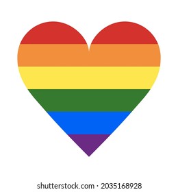 LGBT+ rainbow flag colors on heart shape silhouette vector illustration symbol