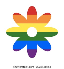 LGBT+ rainbow flag colors on flower shape silhouette vector illustration symbol