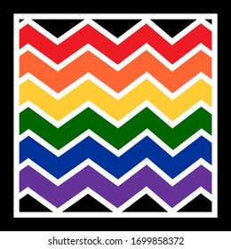 LGBT rainbow flag colors with white lines on a black background. Vector illustration