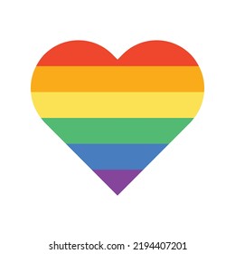 Lgbt rainbow flag heart icon. Lgbtq colorful vector symbol.