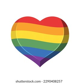 Lgbt rainbow flag in heart shape. Diversity representation symbol.