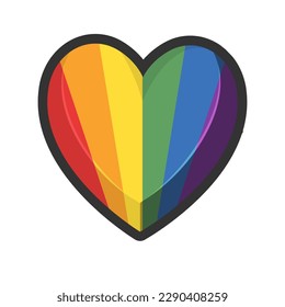 Bandera arco iris Lgbt en forma de corazón. Símbolo de representación de la diversidad.