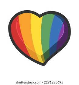 Lgbt rainbow flag in heart shape. Diversity representation symbol.