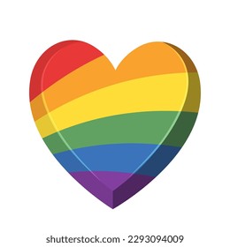 Lgbt rainbow flag in heart shape. Diversity representation symbol.