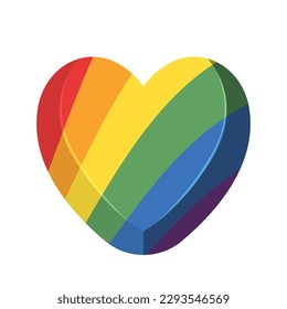 Lgbt rainbow flag in heart shape. Diversity representation symbol.