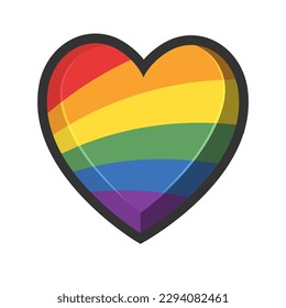 Lgbt rainbow flag in heart shape. Diversity representation symbol.