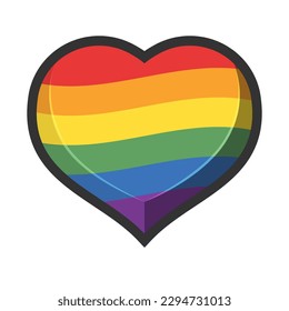 Lgbt rainbow flag in heart shape. Diversity representation symbol.