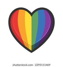 Bandera arco iris Lgbt en forma de corazón. Símbolo de representación de la diversidad.