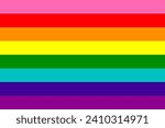 LGBT rainbow flag or pride flag, Striped flag, eight colors (from top to bottom) pink, red, orange, yellow, green, blue, and violet