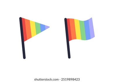 Lgbt rainbow flag set. Gender diversity, pride month, community concepts. Flat decorative vector design isolated illustration.