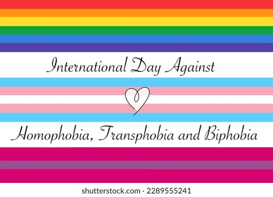 LGBT rainbow flag, transgender and bisexual flag. The International Day Against Homophobia, Transphobia and Biphobia. Vector illustration for different uses.