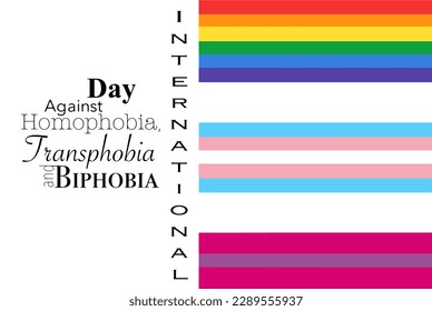 LGBT rainbow flag, transgender and bisexual flag. The International Day Against Homophobia, Transphobia and Biphobia. Vector illustration for different uses.