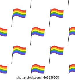 LGBT rainbow flags on flagpoles. Seamless pattern. Vector illustration