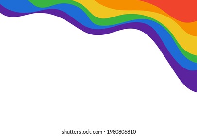 LGBT rainbow flat wave flag flutter of lesbian, gay, and bisexual colorful concept vector background illustration