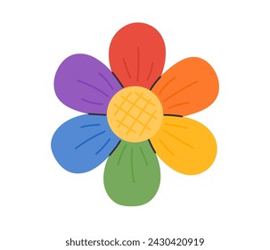 LGBT rainbow flower. Symbol of LGBTQ pride community. Vector illustration in hand drawn style