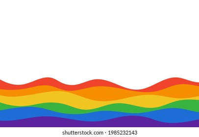 LGBT rainbow gay pride flat wave flag flutter colorful frame border vector background illustration