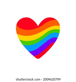 Lgbt rainbow heart. Gay parade. Lgbtq vector symbol isolated on a white background. Lesbian, bisexual, transgender concept.