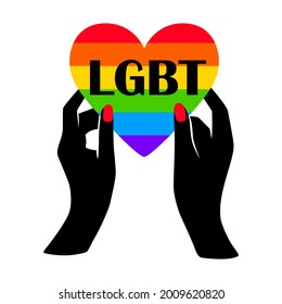 Lgbt rainbow heart. Gay parade. Lgbtq vector symbol isolated on a white background. Rainbow flag. Lesbian, bisexual, transgender concept.
