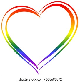 LGBT rainbow heart symbol love. Isolated on white vector illustration icon