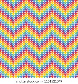 LGBT rainbow knitted seamless pattern. Vector illustration for pride flag