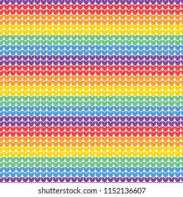 LGBT rainbow knitted seamless pattern. Vector illustration for pride flag