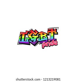 LGBT rainbow lettering icon. LGBT pride symbol. Graffiti style. Vector illustration.