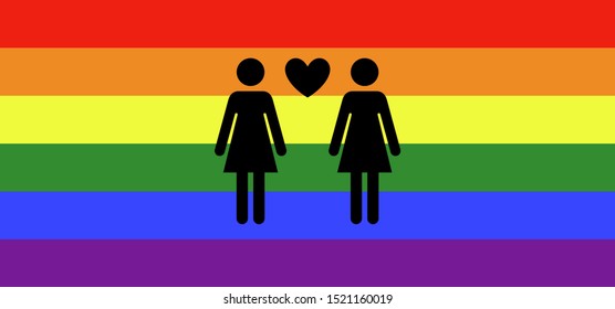 Lgbt Rainbow Pride Flag Lesbian Love เวกเตอร์สต็อก ปลอดค่าลิขสิทธิ์