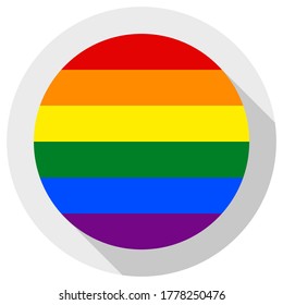 LGBT rainbow pride flag, round shape icon on white background