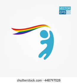 LGBT Rainbow Ribbon. Man with a ribbon Vector Illustration