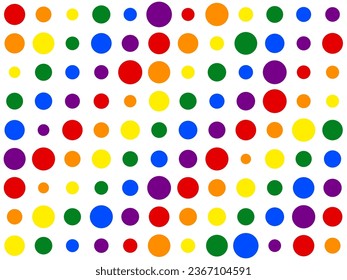 LGBT rainbow seamless pattern with circles. Cute bright background