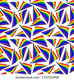 LGBT rainbow seamless pattern. rainbow flag on a white background.  pattern for fabric, wrapping paper, web design