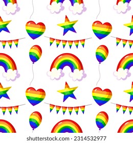 LGBT rainbow symbols of seamless pattern