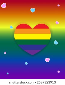 LGBT rainbow, transgender flag during pride month celebration against violence, discrimination, human rights violation. LGBTQ banner template. Equality and self-affirmation. Hearts vector illustration