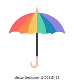 LGBT Rainbow umbrella. Cute cartoon symbol of LGBT Pride month. Vector illustration isolated on white background. 