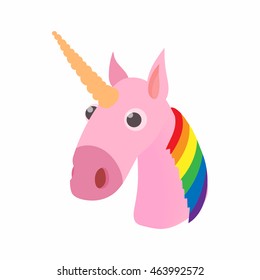 LGBT rainbow unicorn icon in cartoon style isolated on white background. Love symbol