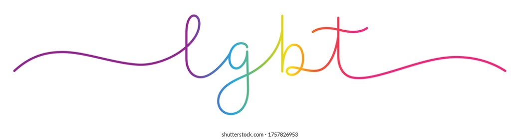 LGBT rainbow vector monoline calligraphy banner with swashes