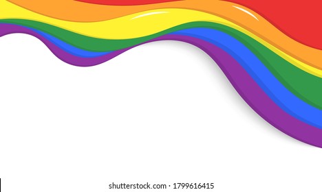 LGBT rainbow wave flag flutter of lesbian, gay, and bisexual colorful concept vector illustration background