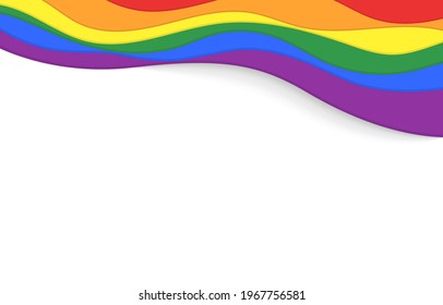 LGBT rainbow wave flag flutter of lesbian, gay, and bisexual colorful concept vector background