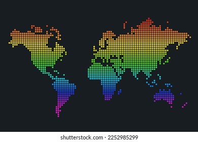 LGBT Regenbogen-Weltkarte. LGBTQ-Konzept Vektor Weltkarte.