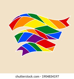 LGBT ribbon, tape. LGBT icon. Template design, vector illustration. Geometric shapes in the colors on the rainbow. Colorful symbols. Gay pride collection. Banner.